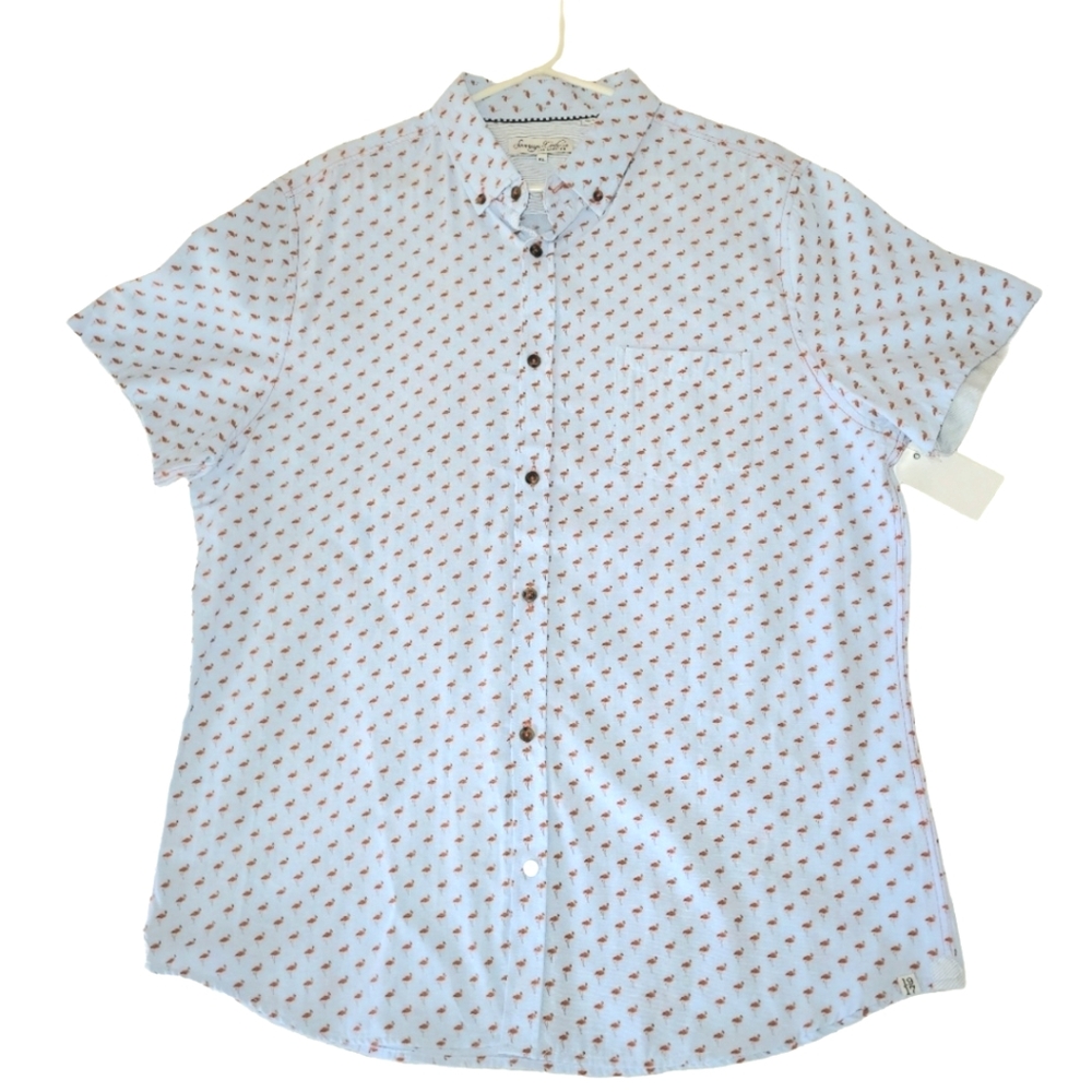 Sovereign Code Button Down Flamingo Print Shirt i… - image 1